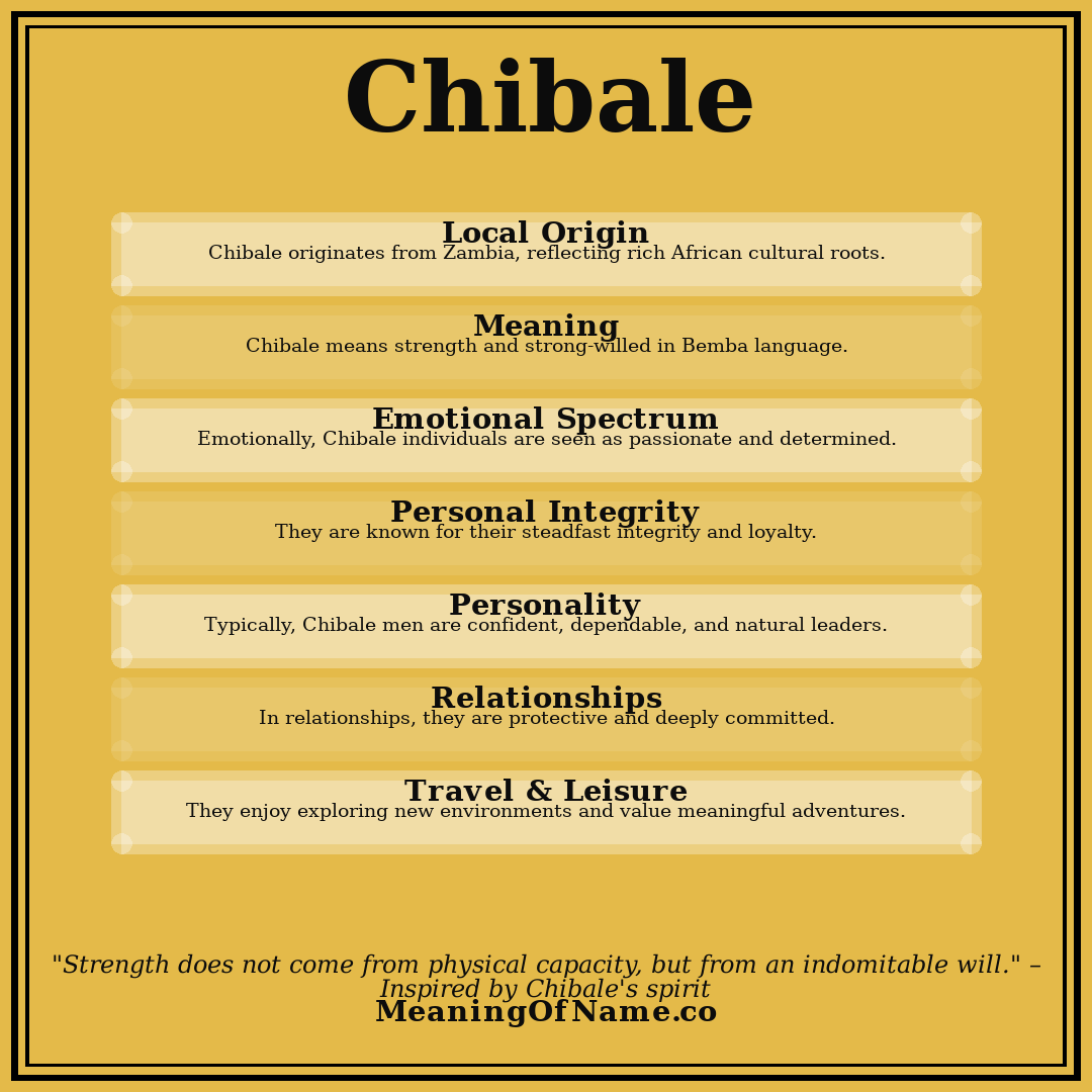 Chibale name meaning poster