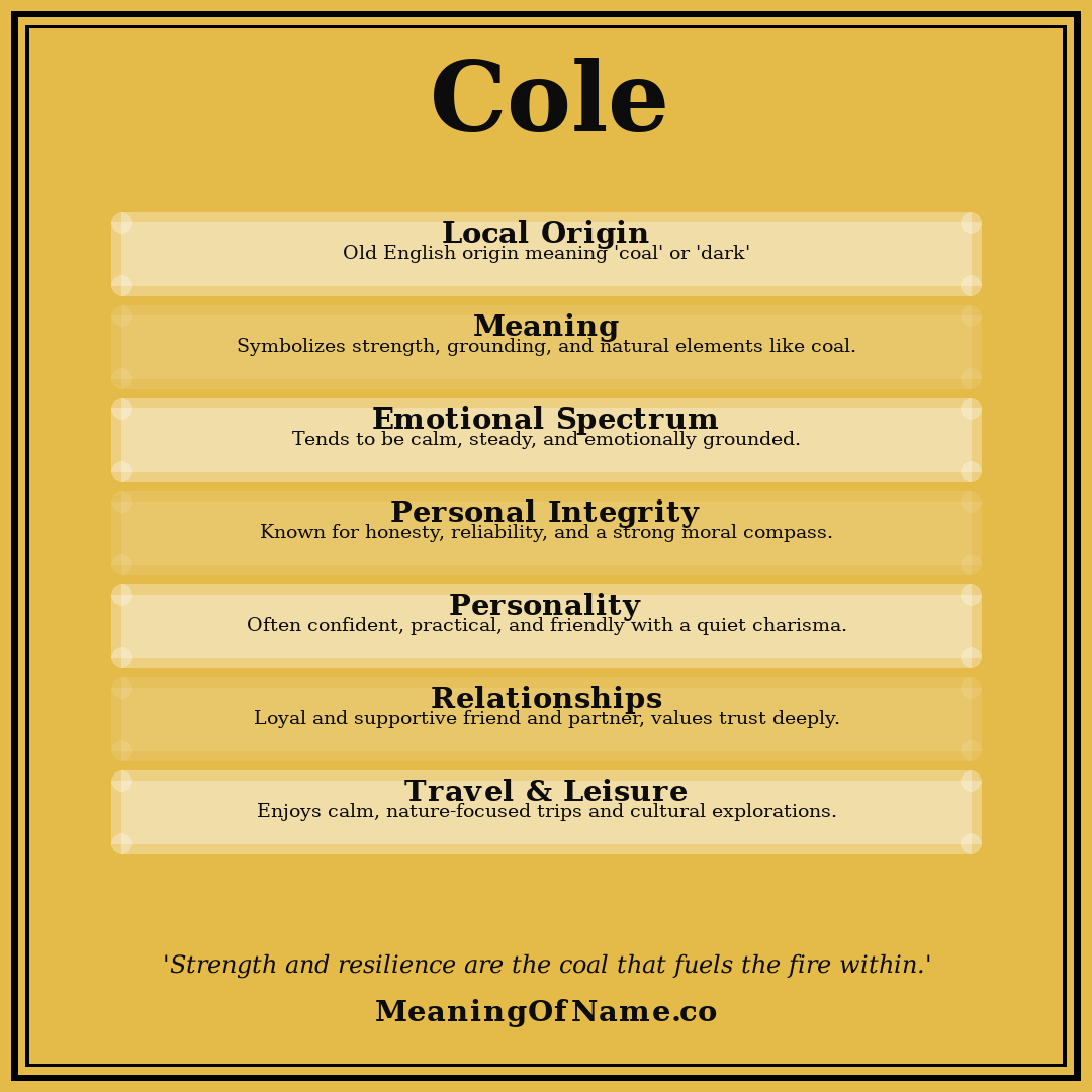 Cole name meaning poster