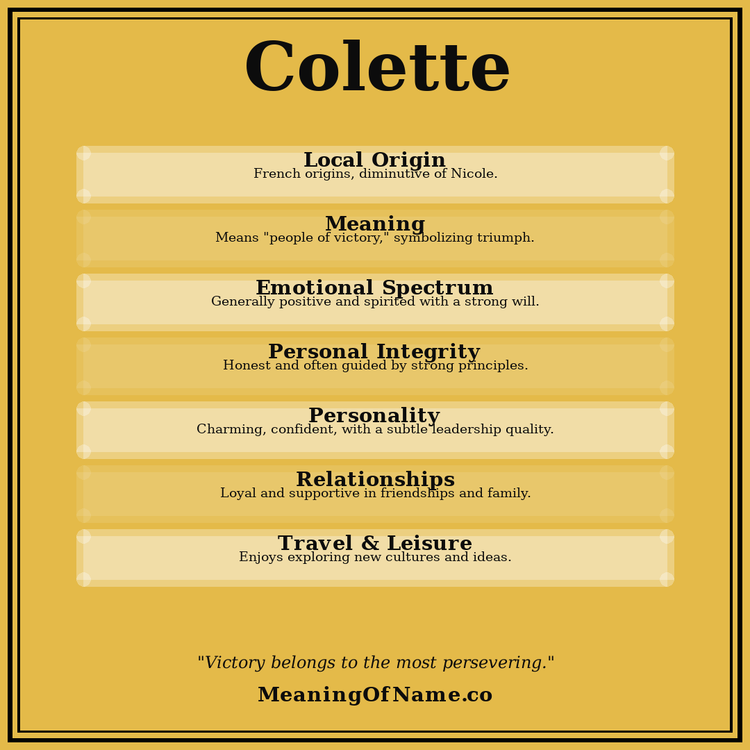 Colette name meaning poster