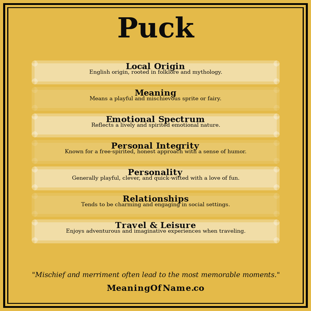 Puck name meaning poster