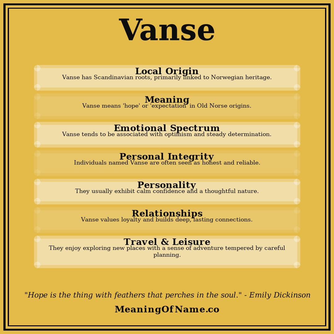 Vanse name meaning poster