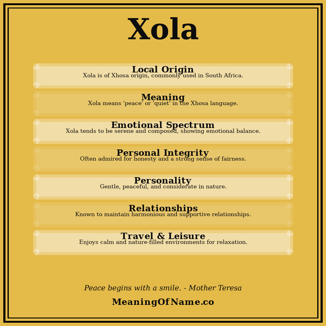 Xola name meaning poster