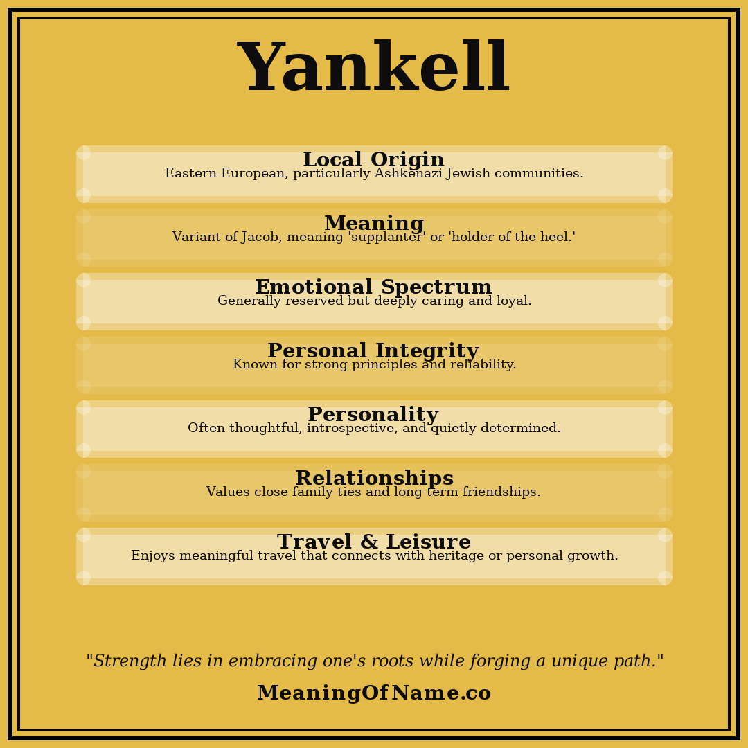 Yankell name meaning poster