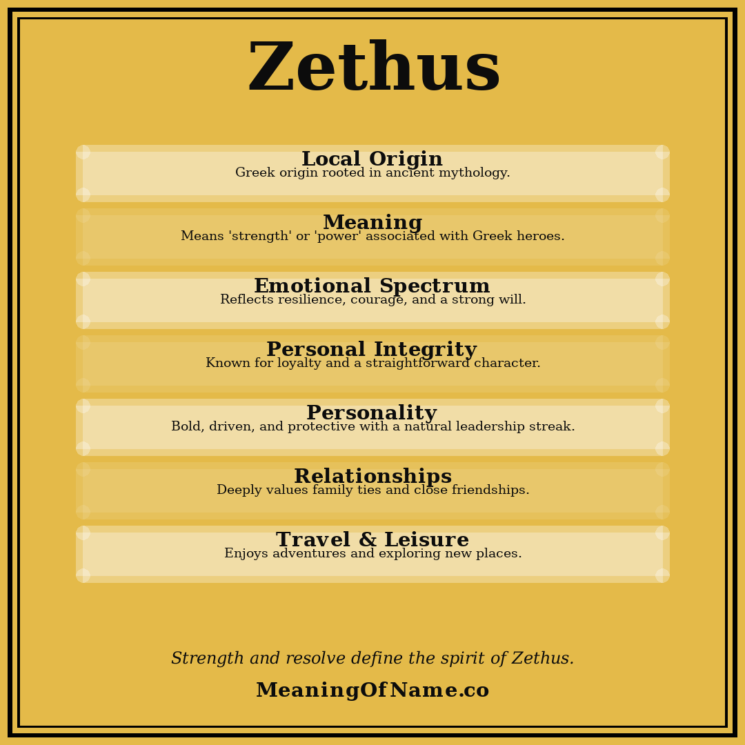 Zethus name meaning poster