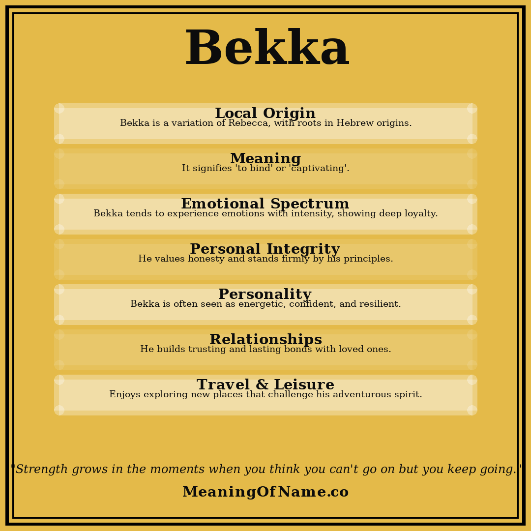 Bekka name meaning poster