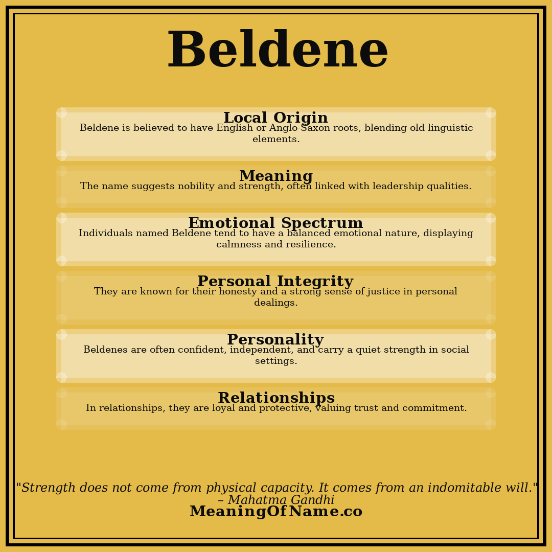 Beldene name meaning poster