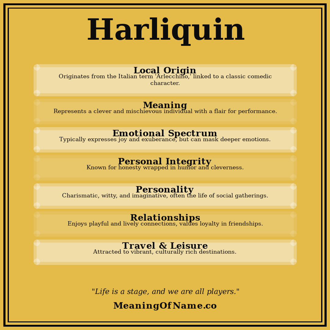 Harliquin name meaning poster