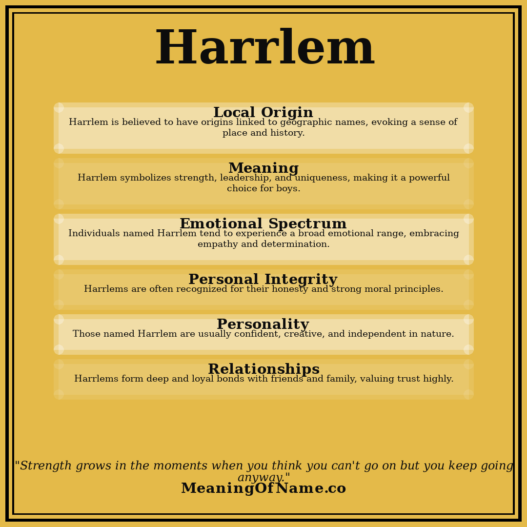 Harrlem name meaning poster