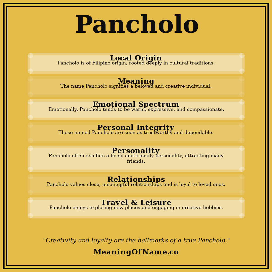 Pancholo name meaning poster