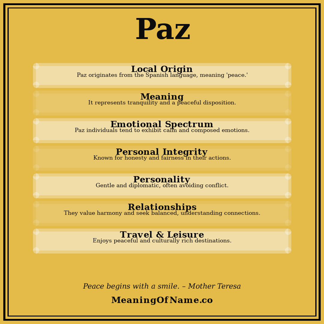 Paz name meaning poster