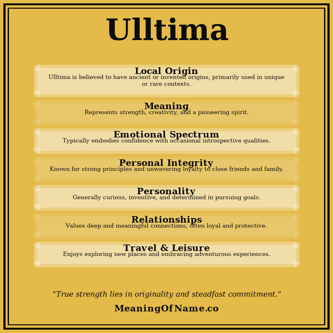 Ulltima name meaning poster