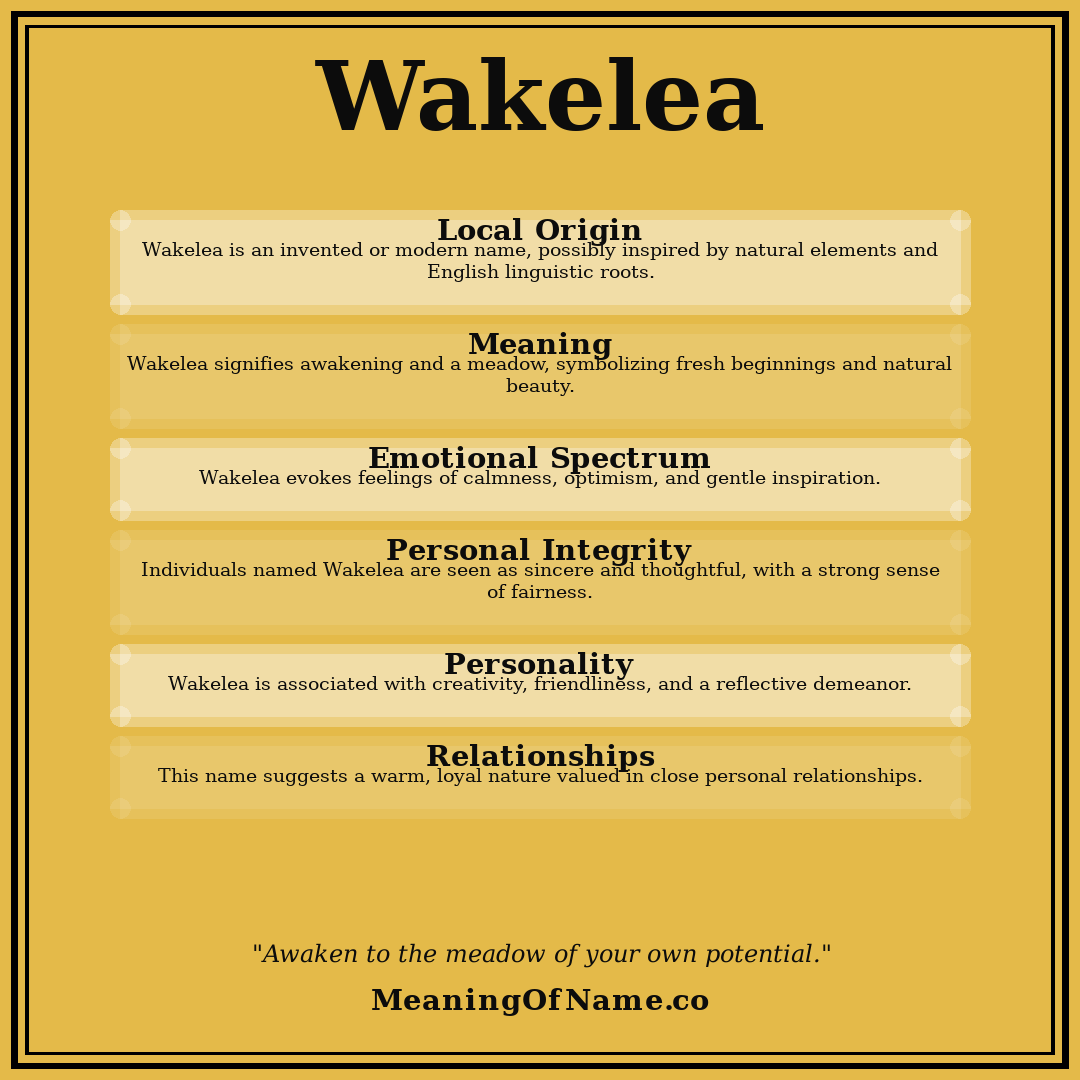 Wakelea name meaning poster