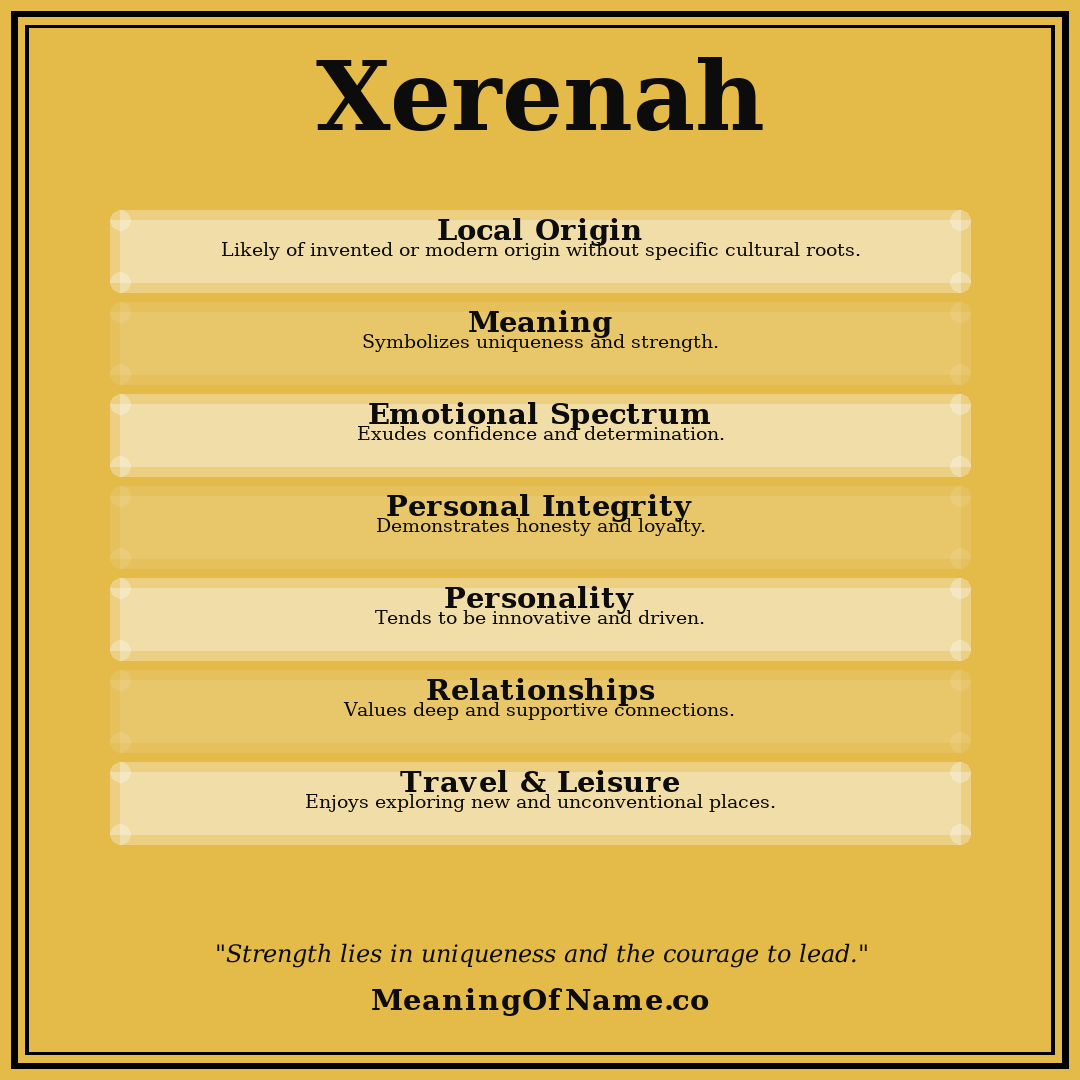 Xerenah name meaning poster