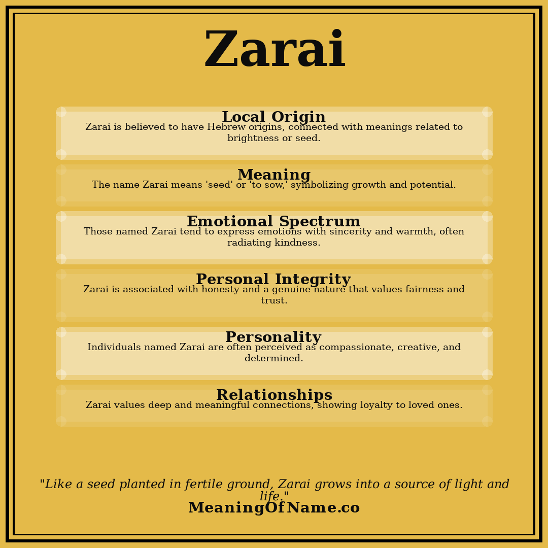 Zarai name meaning poster