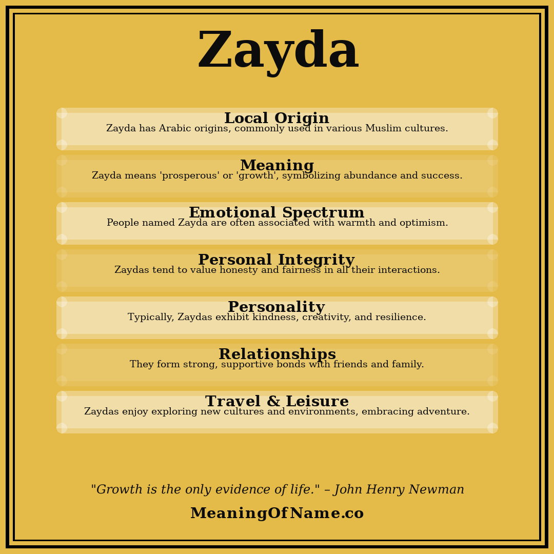 Zayda name meaning poster